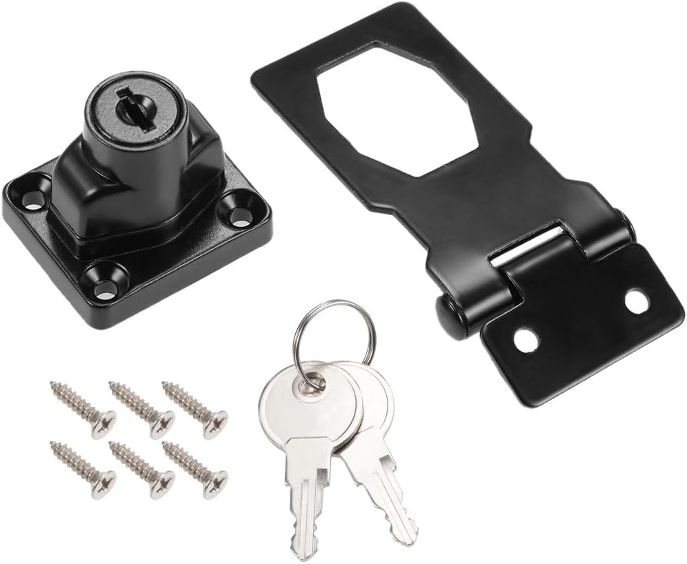 ya 26 10.21 baidi 2.5-inch Keyed Hasp Locks w Screws for Door Keyed Different Black 2Pcs-2
