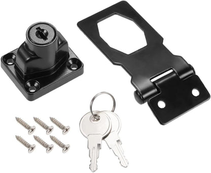 ya 26 10.21 baidi 2.5-inch Keyed Hasp Locks w Screws for Door Keyed Different Black 2Pcs-2