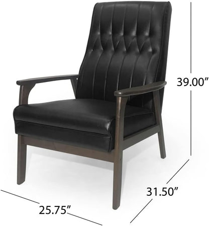 ya 28 10.13 baidi Mid Century Modern Upholstered Accent, Matte Black Faux Leather