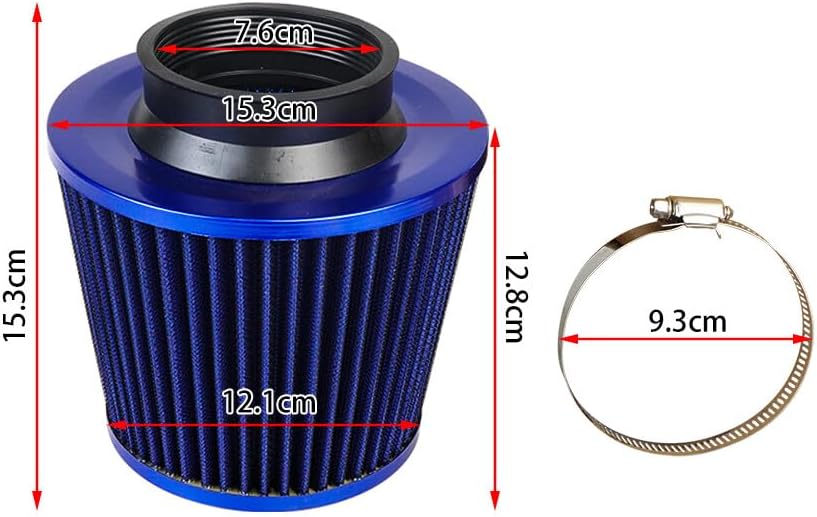 ya 23 10.7 baidi 1Pc 3 76mm Inlet Cold Air Intake Cone Replacement Quality Dry Air Filter Blue