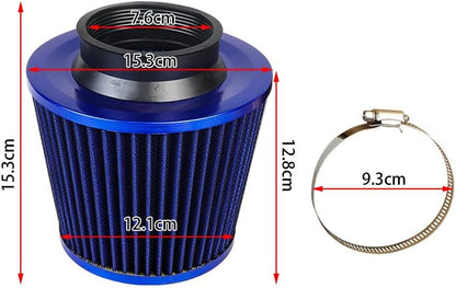 ya 23 10.7 baidi 1Pc 3 76mm Inlet Cold Air Intake Cone Replacement Quality Dry Air Filter Blue
