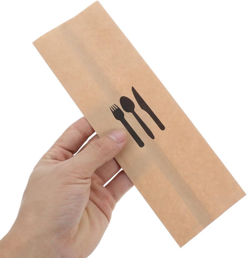 ya 26 10.21 baidi 100pcs Kraft Paper Cutlery Holder Paper Silverware Holder Utensil Holder Pockets