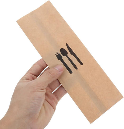 ya 26 10.21 baidi 100pcs Kraft Paper Cutlery Holder Paper Silverware Holder Utensil Holder Pockets