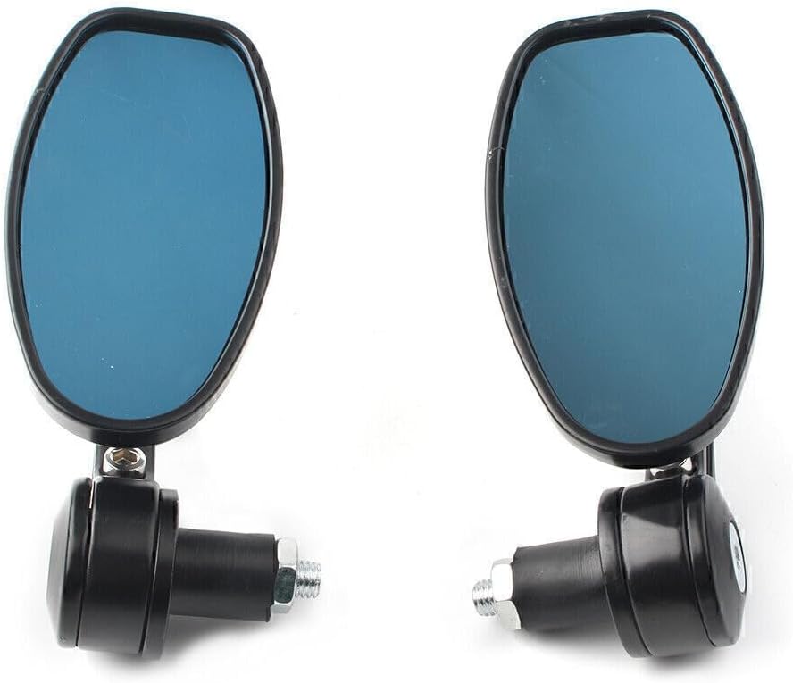 ya 2 8.15 7/8 Universal Aluminum Handle Bar End Oval Rear View Side Mirrors Black