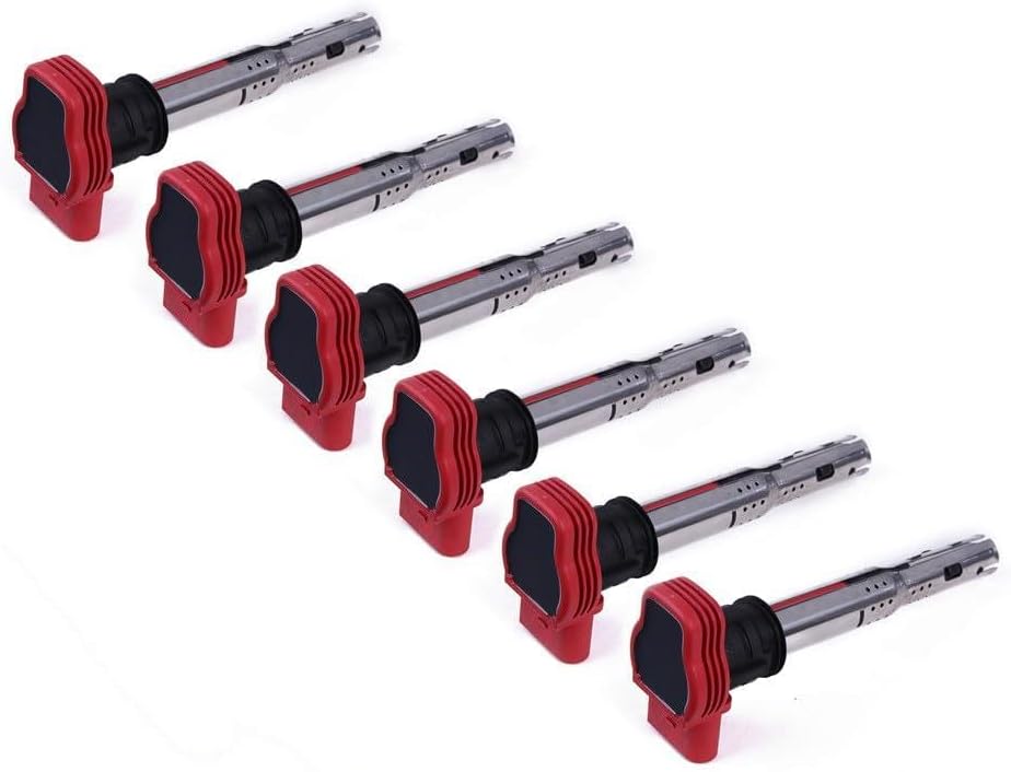 ya 9 10.24 6Pcs Red Ignition Coils for Audi A4 A5 A6 A8 Q5 for VW Touareg 06-13 06E 905 115E