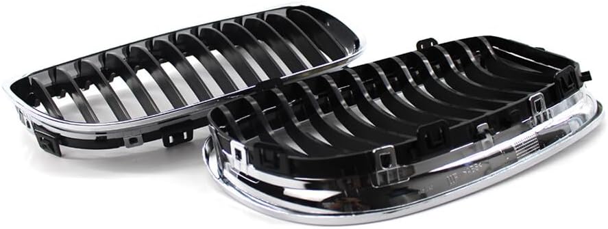 ya 4 8.14 Pair Chrome Black 09-11 Fit for BMW E90 E91 LCI 328i 335i Front Kidney Grille