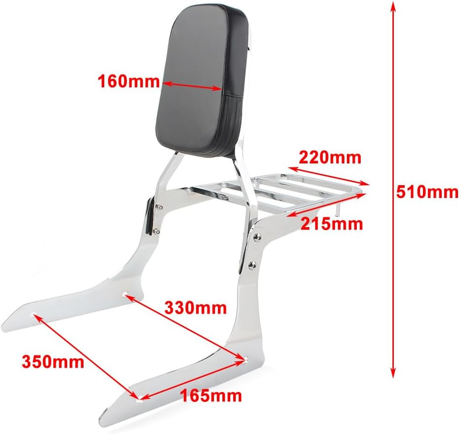 ya 6 8.14 Backrest Sissy Luggage Rack Passenge for Yamaha Stryker 1300 XVS1300 2011-17