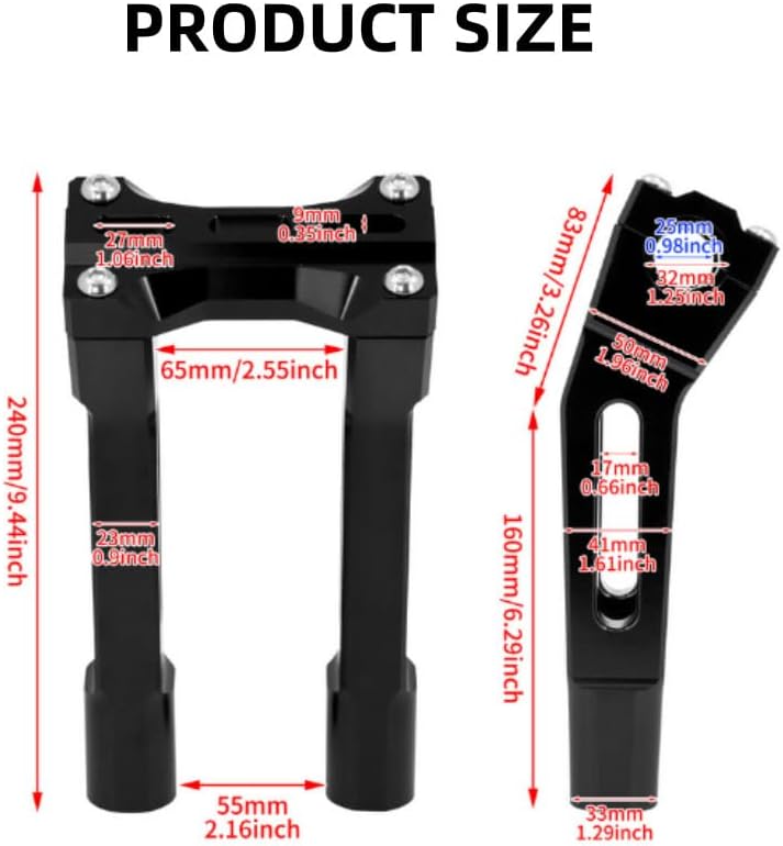 ya 13 9.15 baidi 10-inch handlebars, Riser 1-inch/1.25-inch rod pullback fits for Harley 08-13 XR 96-07 Touring-