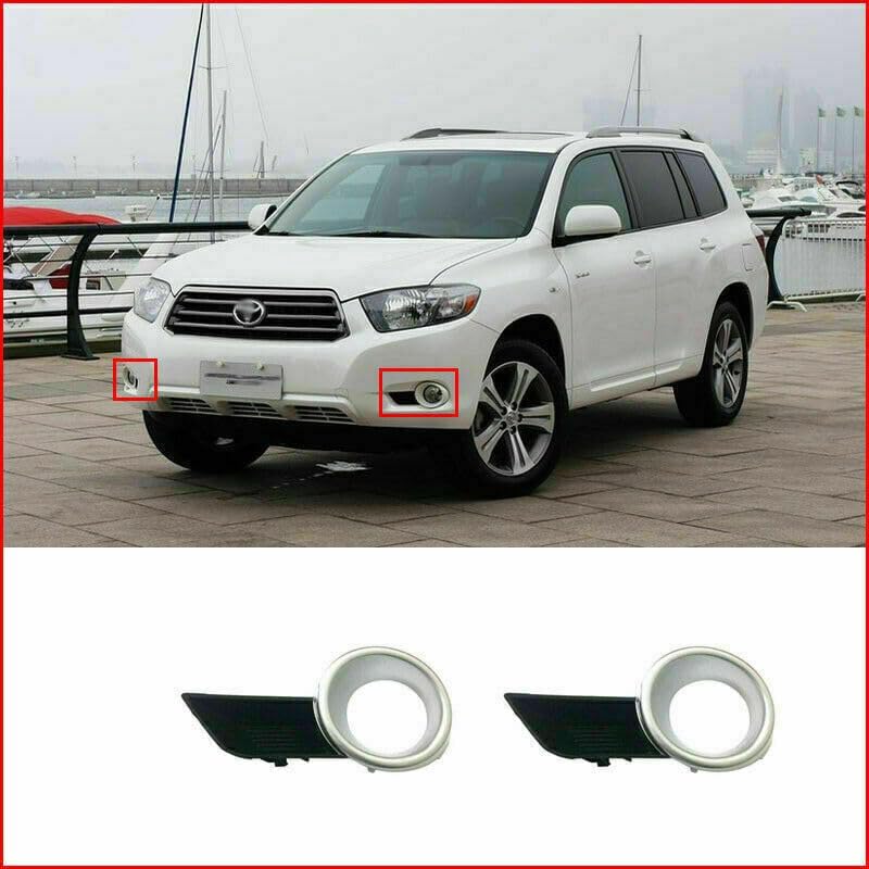 ya 4 8.8 2 Silver Front Bumper Fog Lamp Cover Decoration for Toyota Highlander 2008-2010