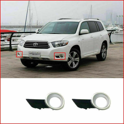 ya 4 8.8 2 Silver Front Bumper Fog Lamp Cover Decoration for Toyota Highlander 2008-2010