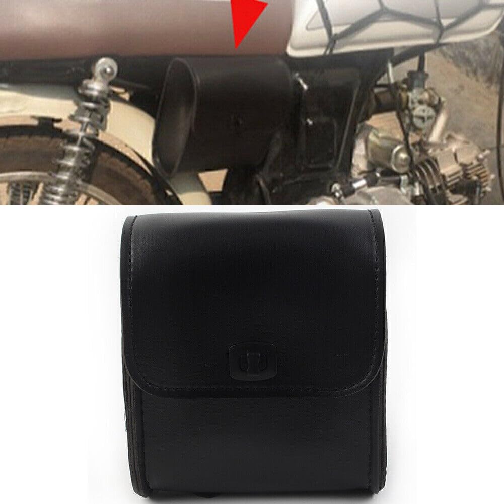 ya 11 9.14 baidi1x Universal Black Motorcycle Saddle Luggage Pu Leather Side Tool Bag Storage