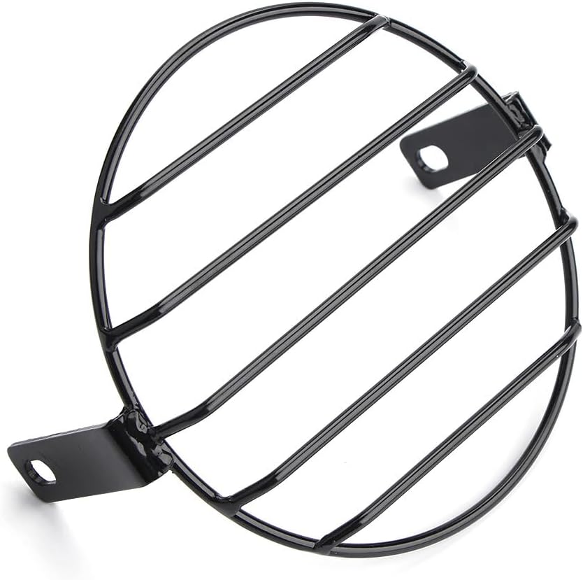ya 4 8.14 7 Inch Aluminum Alloy Motorcycle Headlight Mesh Grill Cover Black For Harley Cafe Racer