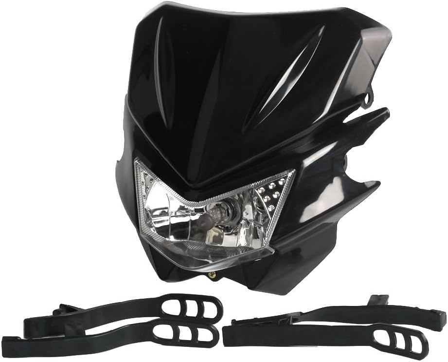 ya 4 8.14 Motorcycle Bike Headlight For Harley Street Fighter Spyder Black Universal