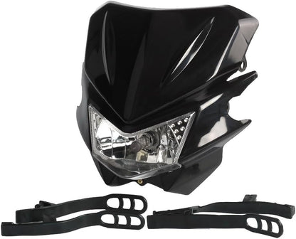ya 4 8.14 Motorcycle Bike Headlight For Harley Street Fighter Spyder Black Universal