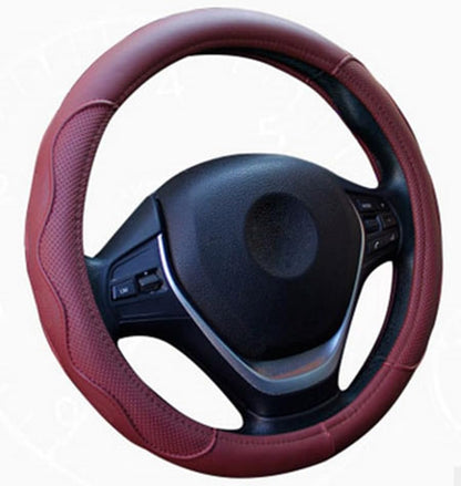 ya 12 10.8 baidi Burgundy Dynamic Fiber Leather Embossed Car Steering Wheel Cover 38cm Skid-proof