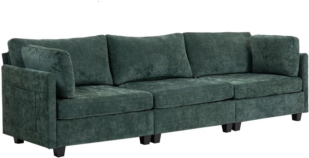 ya 28 10.13 baidi For Living 3-Seater Chenille Deep Sofa (111.42*32.28),Soft Cushions+Side P