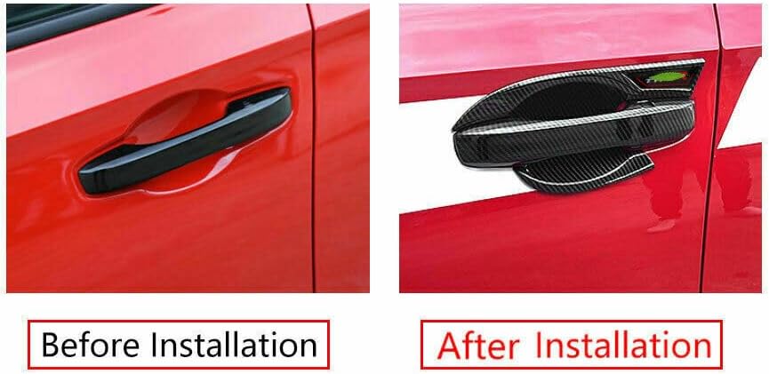 ya 2 8.15 4 Pack for Honda Civic No. 11 2022-2023 Carbon Fiber ABS Exterior Door Bowl Cover Trim 