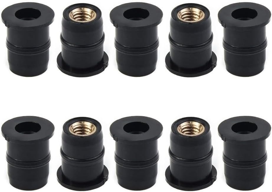 ya 2 8.15 10pcs/set M5 Rubber Brass Well Nut 5MM Metric Motorcycle Windshield Shaft Nut