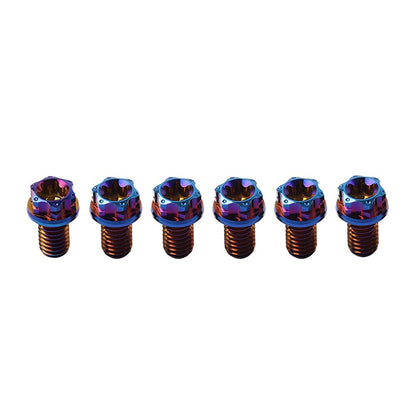 ya 9 10.24 6pcs Bolt Torx Head Flange Screw M10x10mm Burn Blue for Motorcycle Bike