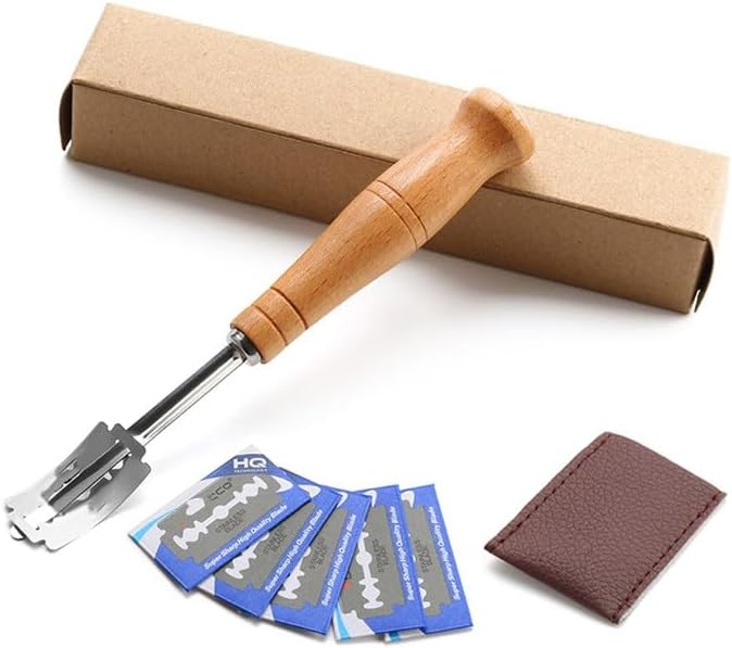 ya 14 9.20 baidi Bakery Bread Baguette Toast Cutting Cutter Tools Wooden Handle-1