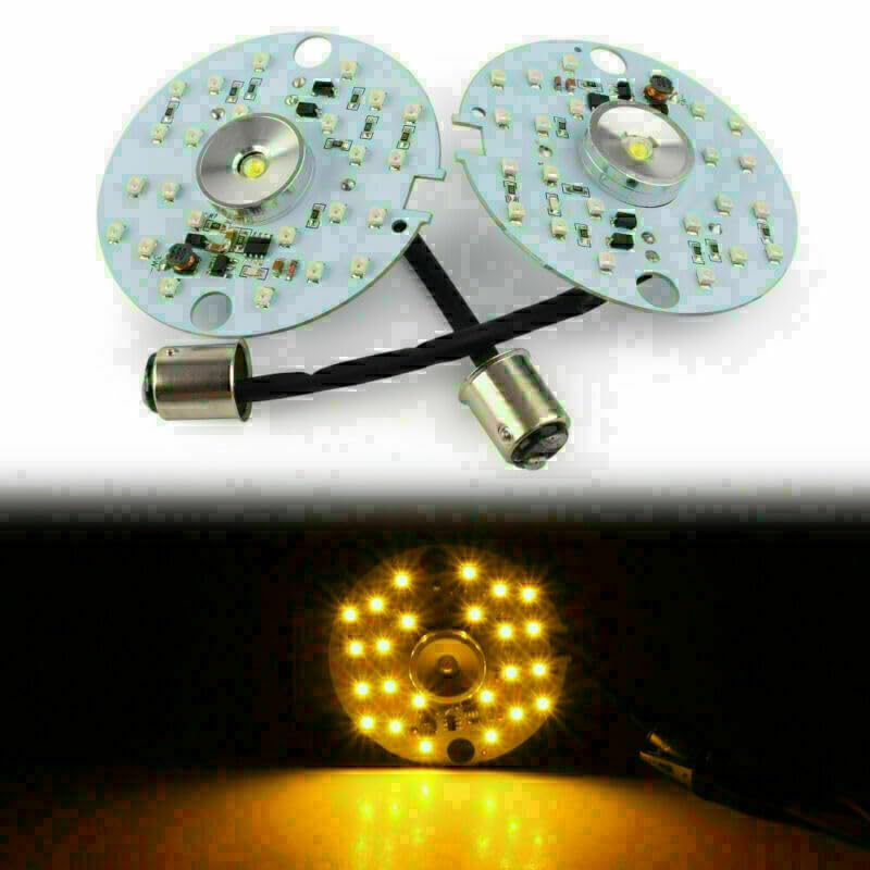 ya 6 8.14 Fit Harley Touring Yellow 1157 LED Turn Signal Light Daytime Running Lamp Bulb