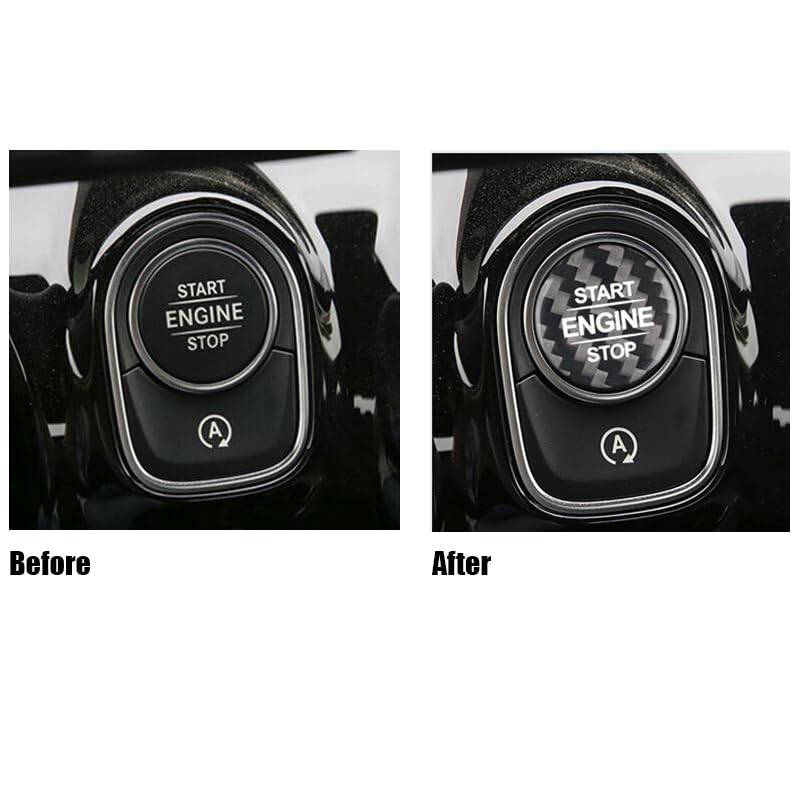 ya 8 8.24 baidi Fit for Mercedes-Benz Carbon Fiber Engine Start Stop Button Cover Trim Black