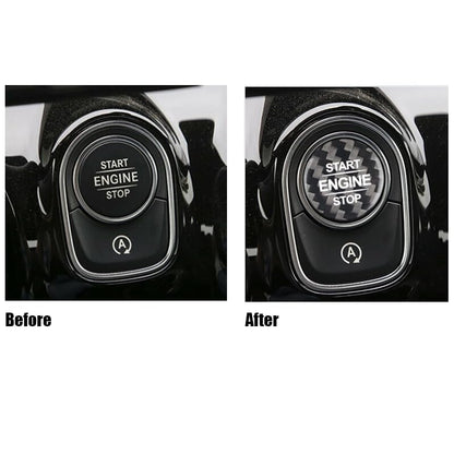 ya 8 8.24 baidi Fit for Mercedes-Benz Carbon Fiber Engine Start Stop Button Cover Trim Black