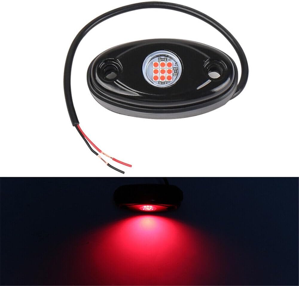 ya 13 9.15 baidi Red 4 Pods LED Rock Lights for Jeep Off-Road Car Truck ATV Boat Underbody L