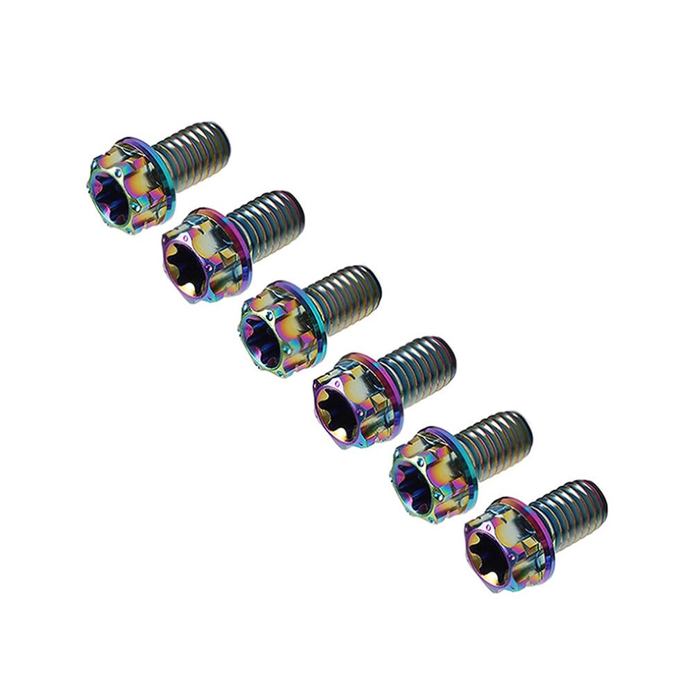 ya 6 8.14 6pcs Bolts Torx Head Flange Screws M10x20mm Rainbow for Motorcycle Bike