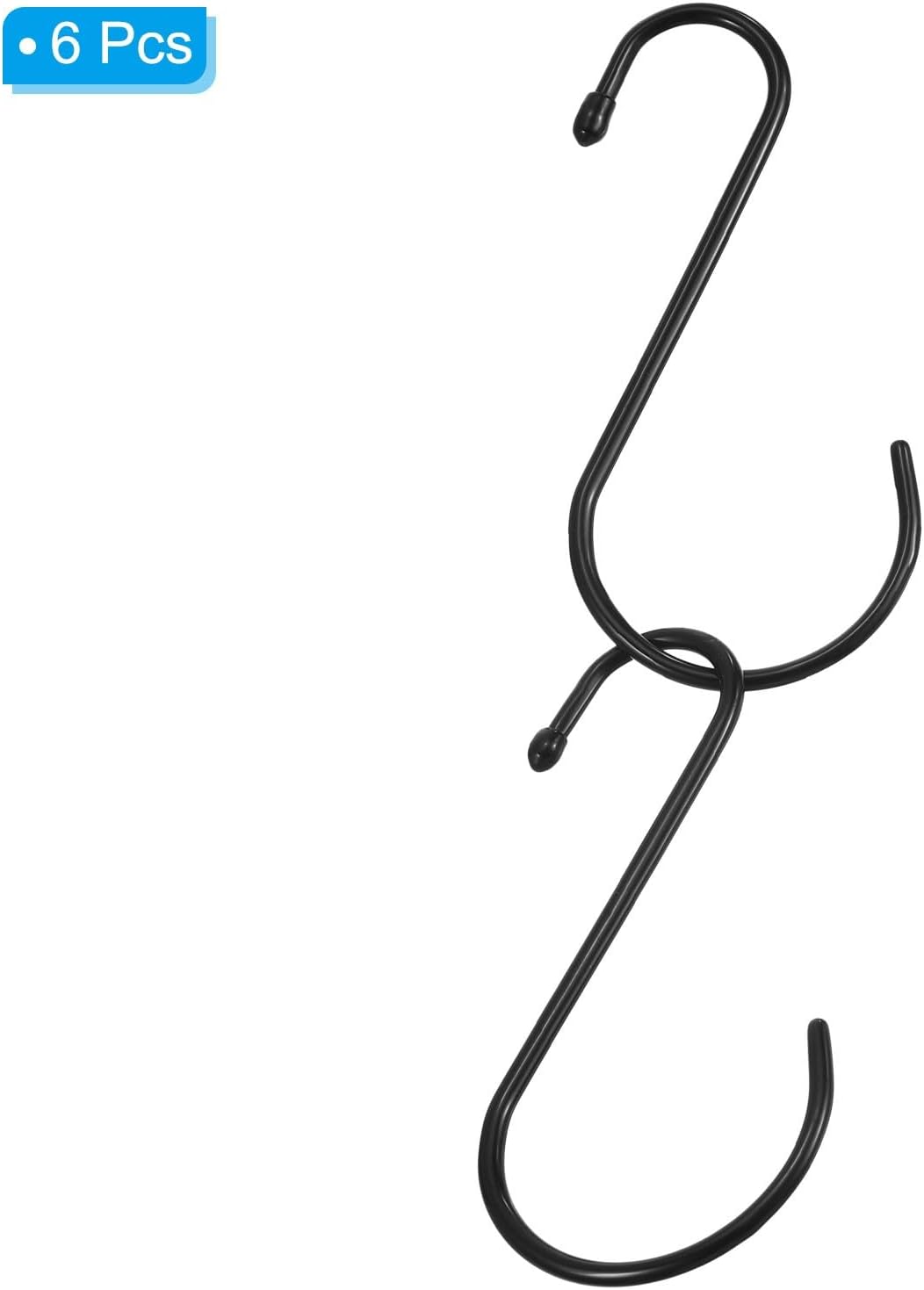 ya 26 10.21 baidi 6 S Shaped Hooks, 6 Pack Multipurpose S Hanging Hooks, Black