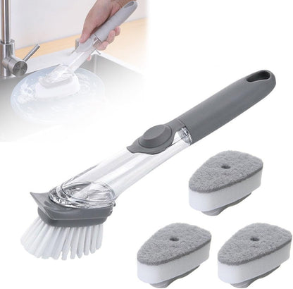 ya 14 9.20 baidi Kitchen Long Handle Cleaning Brush-Dish Bowl Washing Spon Liquid Dispenser New-1