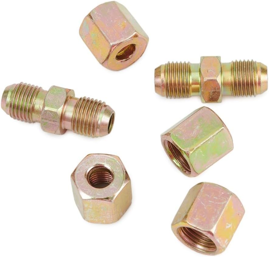 ya 9 10.24 Brake Pipe Unions 6 Pcs Accessories Connectors Fittings For 3/16 Pipe