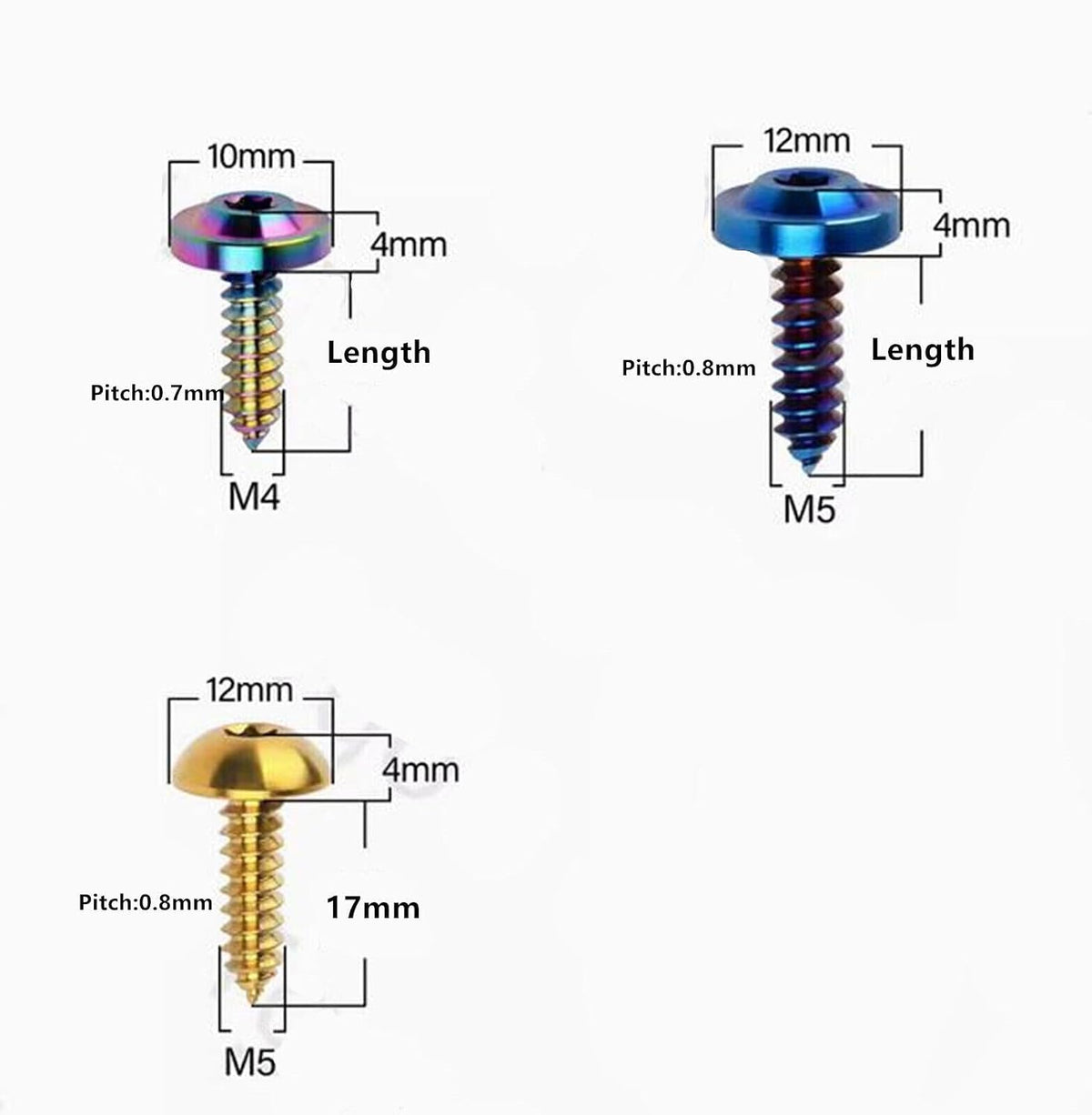 ya 16 10.20 baidi M4 M5 M6 Titanium Bolt Self Tapping Screws Torx Head 15 17 20 25mm Fastener 6pcs-1