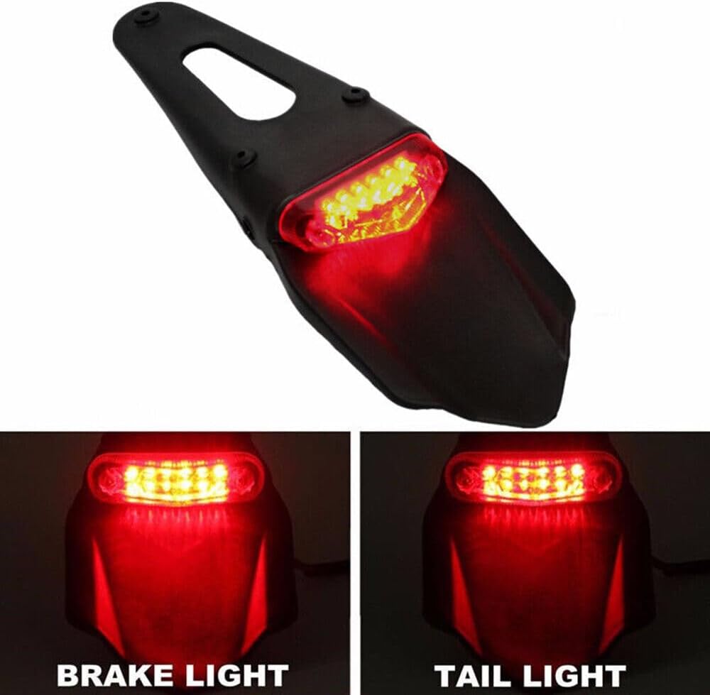 ya 4 8.14 Motorcycle Off-Road Bike LED Rear Fender Brake Tail Light Universal Fit 