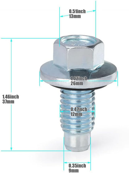 ya 12 10.8 baidi 1pcs 96829610 Oil Pan Drain Plug Bolt with O-Ring for Universal for Chevrolet for Buick for Cadillac