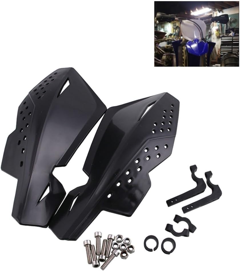 ya 4 8.14 Motorcycle Handguard Set for 7/8 Inch Handlebar Black Aluminum Protector