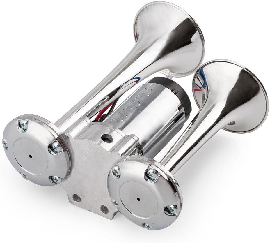 ya 11 9.14 zhengce NEW Dual Trumpet 600DB 12V Car Air Horn Dual Tone Boat Lorry Truck Train Sp