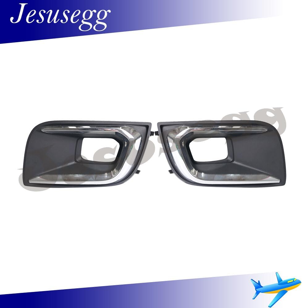 ya 9 10.24 2x Front Left+Right Bumper Foglight Bezel Cover Chrome For 18-21 for Toyota Sequoia