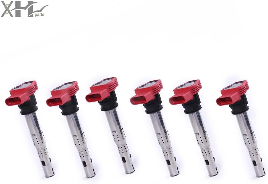 ya 9 10.24 6Pcs Red Ignition Coils for Audi A4 A5 A6 A8 Q5 for VW Touareg 06-13 06E 905 115E