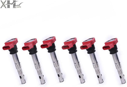 ya 9 10.24 6Pcs Red Ignition Coils for Audi A4 A5 A6 A8 Q5 for VW Touareg 06-13 06E 905 115E