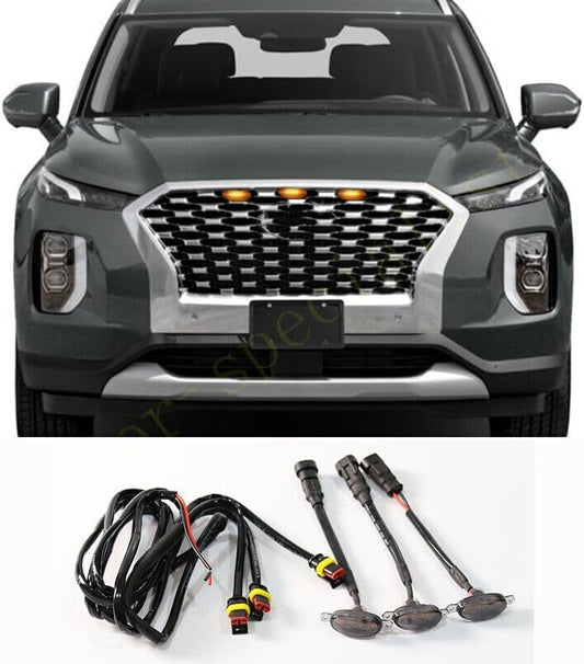 ya 4 8.10 3*Front Grille LED Light Raptor Style Grill Cover for Hyundai Palisade 2016-2023