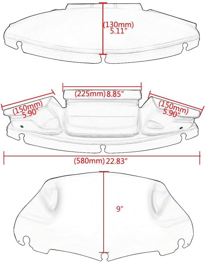 ya 23 10.7 baidi 3 Pocket Fairing Pouch Windshield Bag+9 Clear Windshield for Harley FLHX 14-24