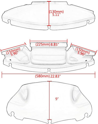 ya 23 10.7 baidi 3 Pocket Fairing Pouch Windshield Bag+9 Clear Windshield for Harley FLHX 14-24