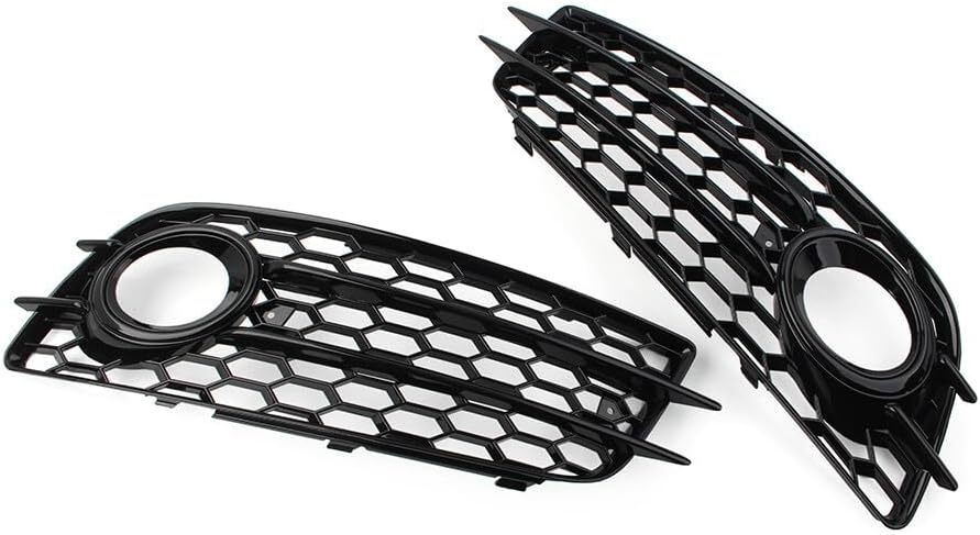 ya 14 9.20 zhengce Pair Honeycomb Front Bumper Fog Light Grille Cover for Audi A4 B8 S4 2008-2-1