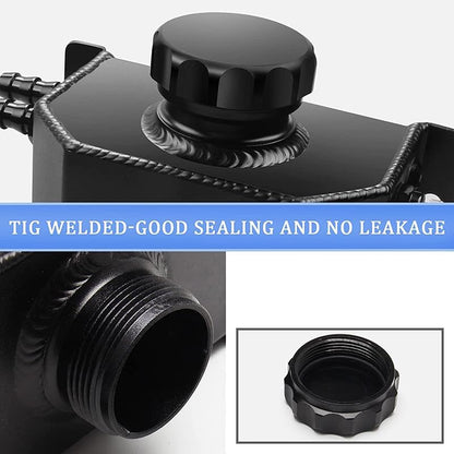 ya 2 8.15 1 Liter Black Aluminum Radiator Coolant Overflow Bottle Recovery Tank Reservoir