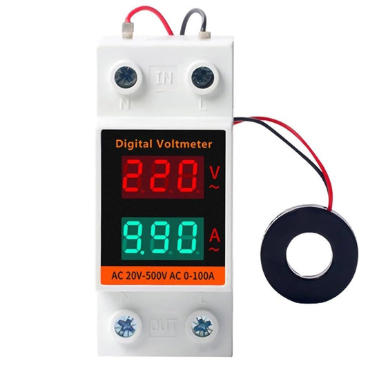 ya 16 10.20 baidi AC60-500V 0.00-99.9A Digital Voltmeter Ammeter Guide Rail Type AC Voltage Meter