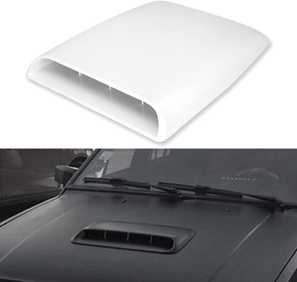 ya 4 8.14 Car SUV Decorative Air Flow Intake Scoop Bonnet Vent Cover Hood White Universal
