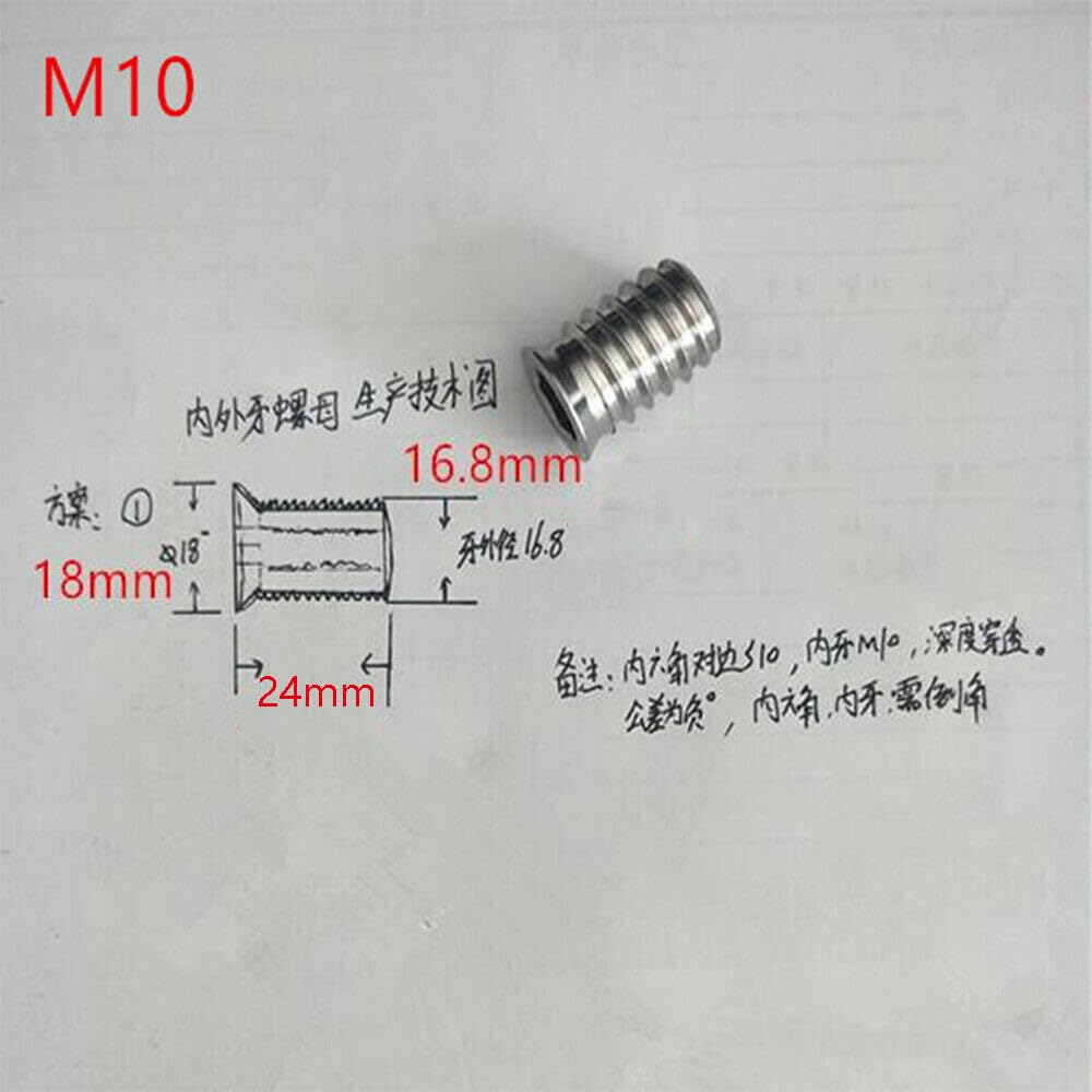 ya 15 10.19 baidi M6 M8 M10 Stainless Steel Furniture Nut Hex Flat Head Screw Threaded Wood Insert-9
