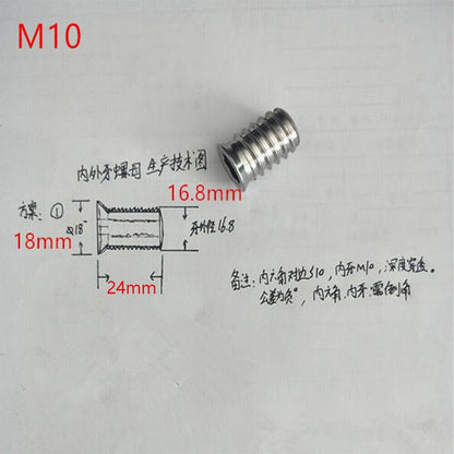 ya 15 10.19 baidi M6 M8 M10 Stainless Steel Furniture Nut Hex Flat Head Screw Threaded Wood Insert-9