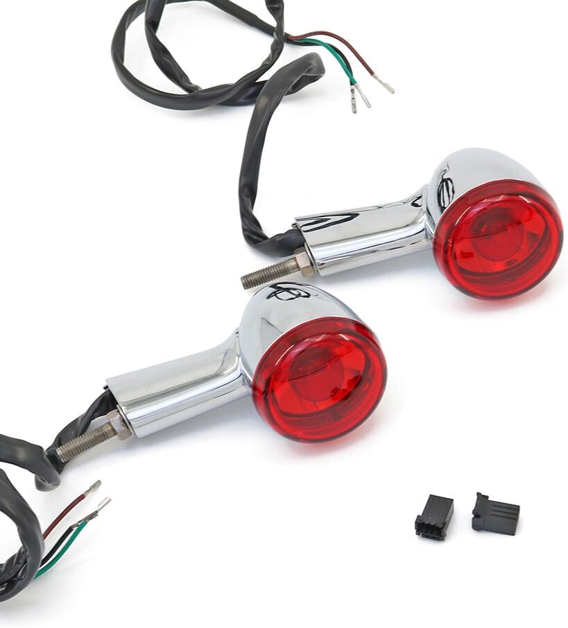 ya 4 8.10 Chrome Rear Turn Signal Red Lens for Harley Sportster XL 883 1200 1992-UP